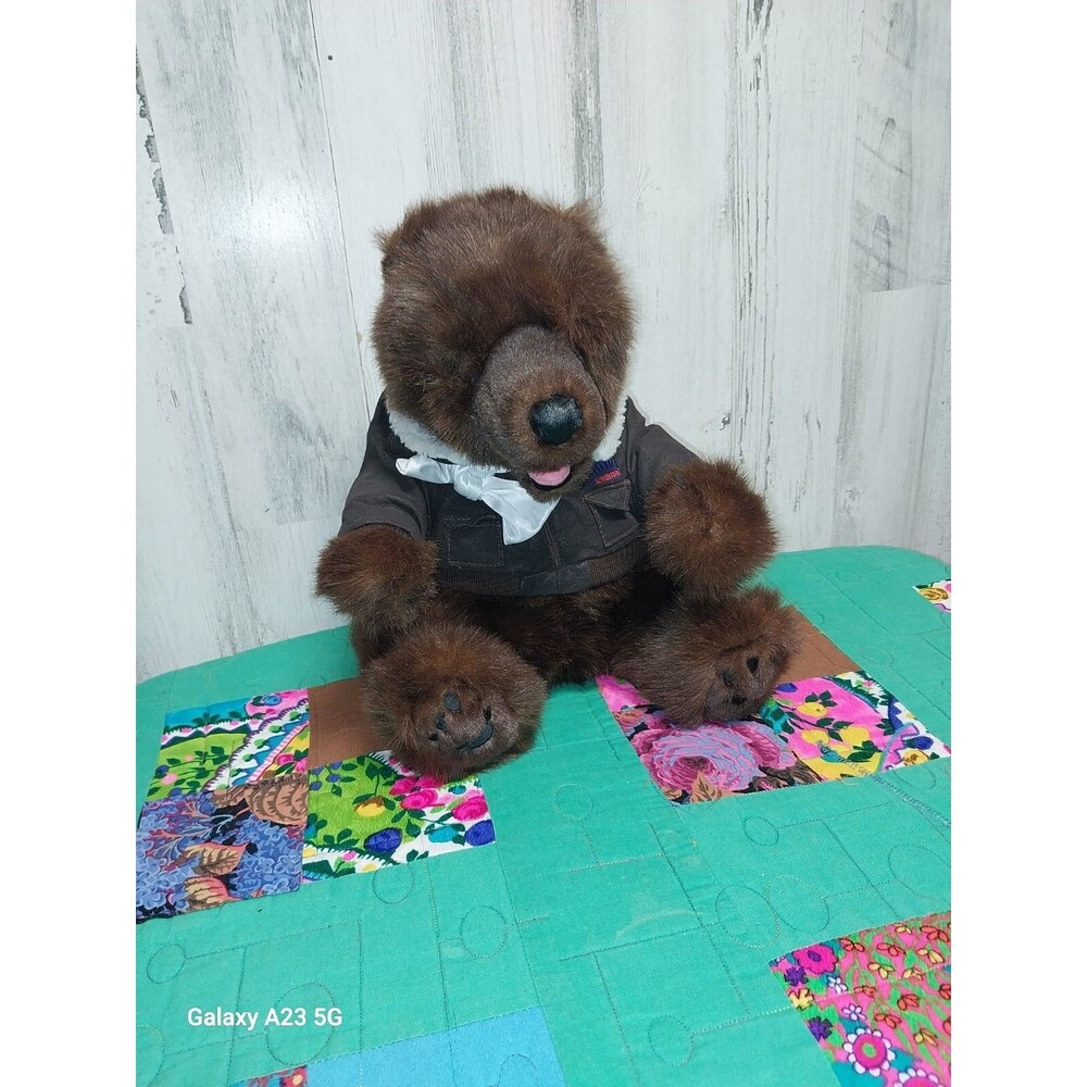 Disney California Adventure Plush Bear Pilot Bomber Jacket Hidden Mickey Paws